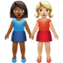 👩🏾‍🤝‍👩🏼 women holding hands: medium-dark skin tone, medium-light skin tone display on Apple